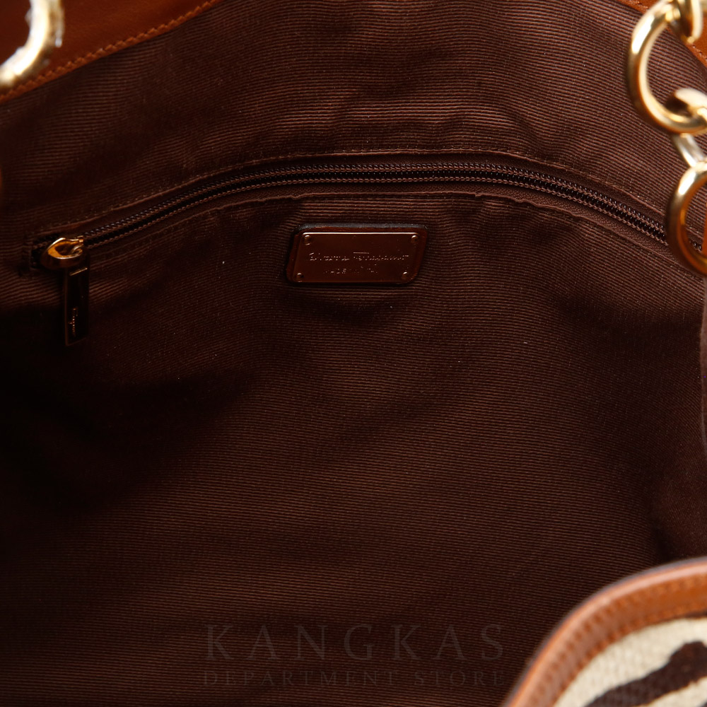 FERRAGAMO(USED)페레가모 시즌 우드 라탄 쇼퍼백